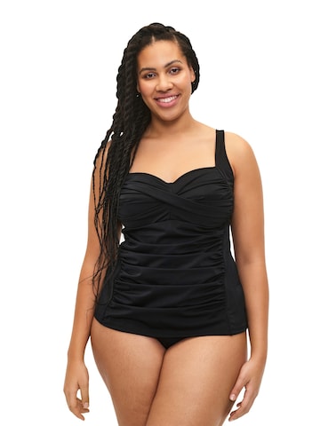 Swim by Zizzi T-shirt Tankini top 'SBasic' in Black