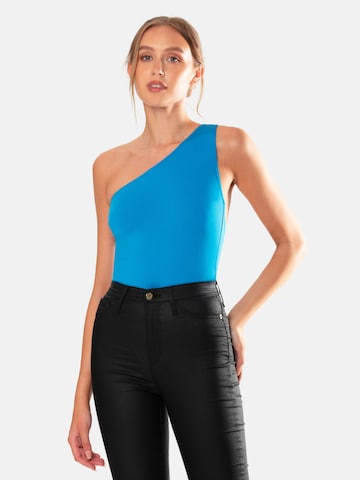 OW Collection Shirt bodysuit 'EZRA' in Blue