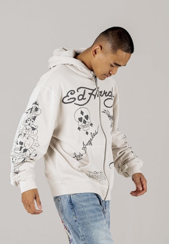 Ed Hardy Sweatjacke 'Death Before Dishonor' in Beige