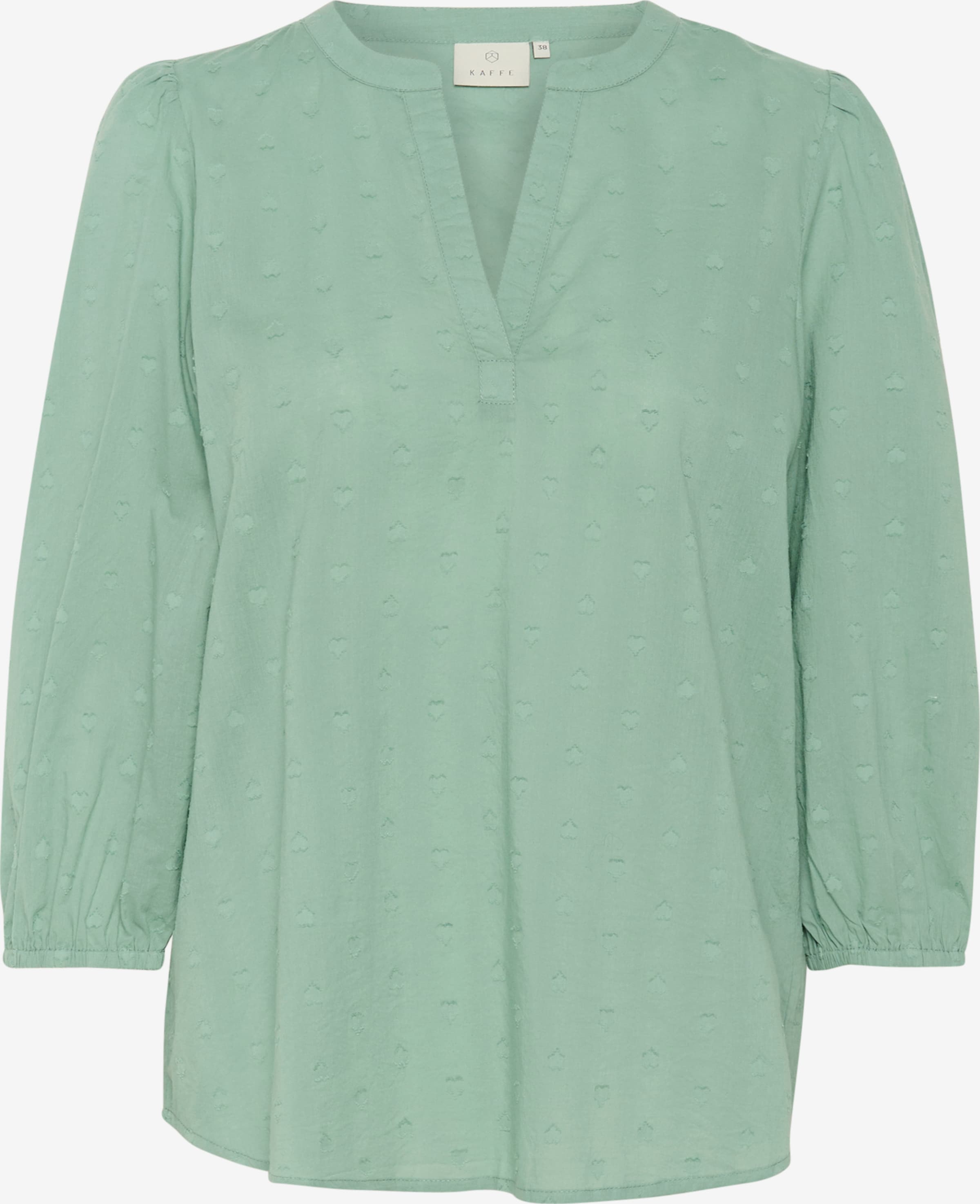 Chemisier Vert Pastel Taille 38 - 100% Coton, Manches Trois-quarts, Vintage, Bon état