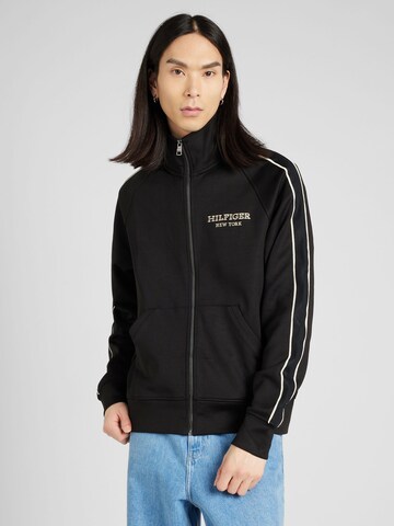 TOMMY HILFIGER Sweat jacket in Black: front