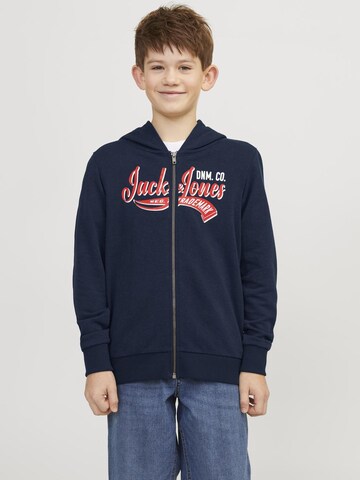 Jack & Jones Junior Zip-Up Hoodie in Blue: front