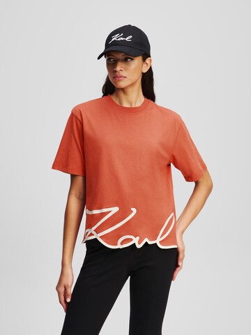 Tricou de la Karl Lagerfeld pe portocaliu: față