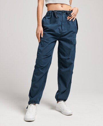 Superdry Tapered Cargo Pants in Blue: front