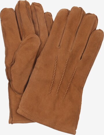 Suitable Full Finger Gloves in Brown: front