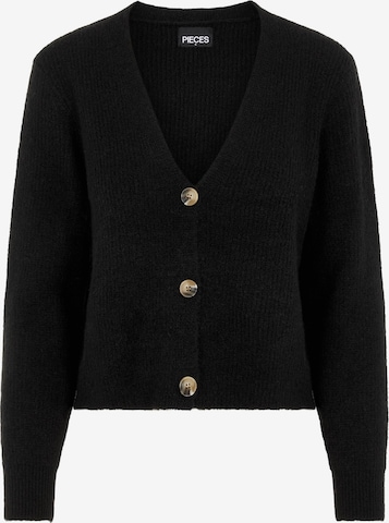 PIECES Knit Cardigan 'Ellen' in Black: front