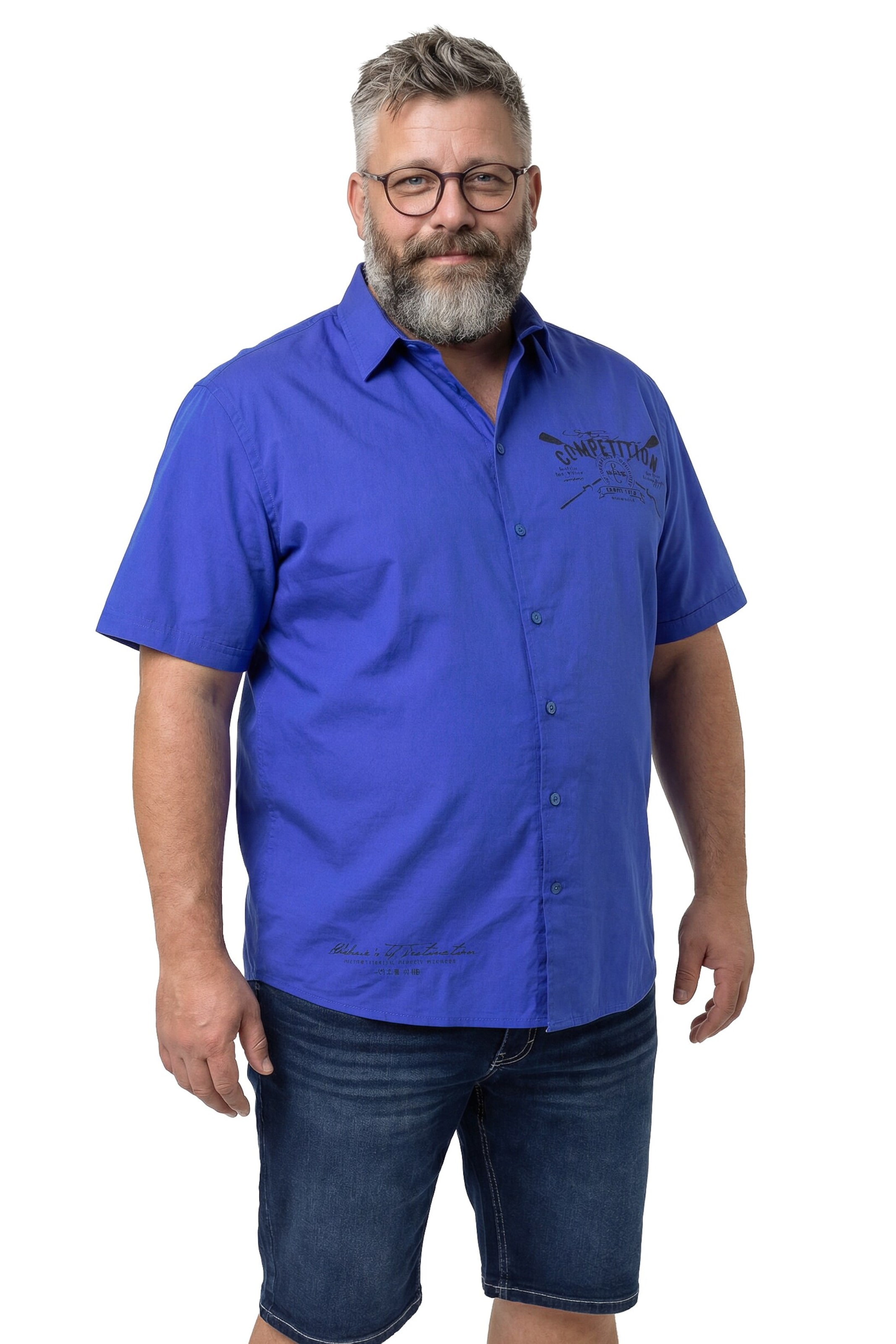 Men Plus Regular Fit Hemd in Blau: Vorderseite