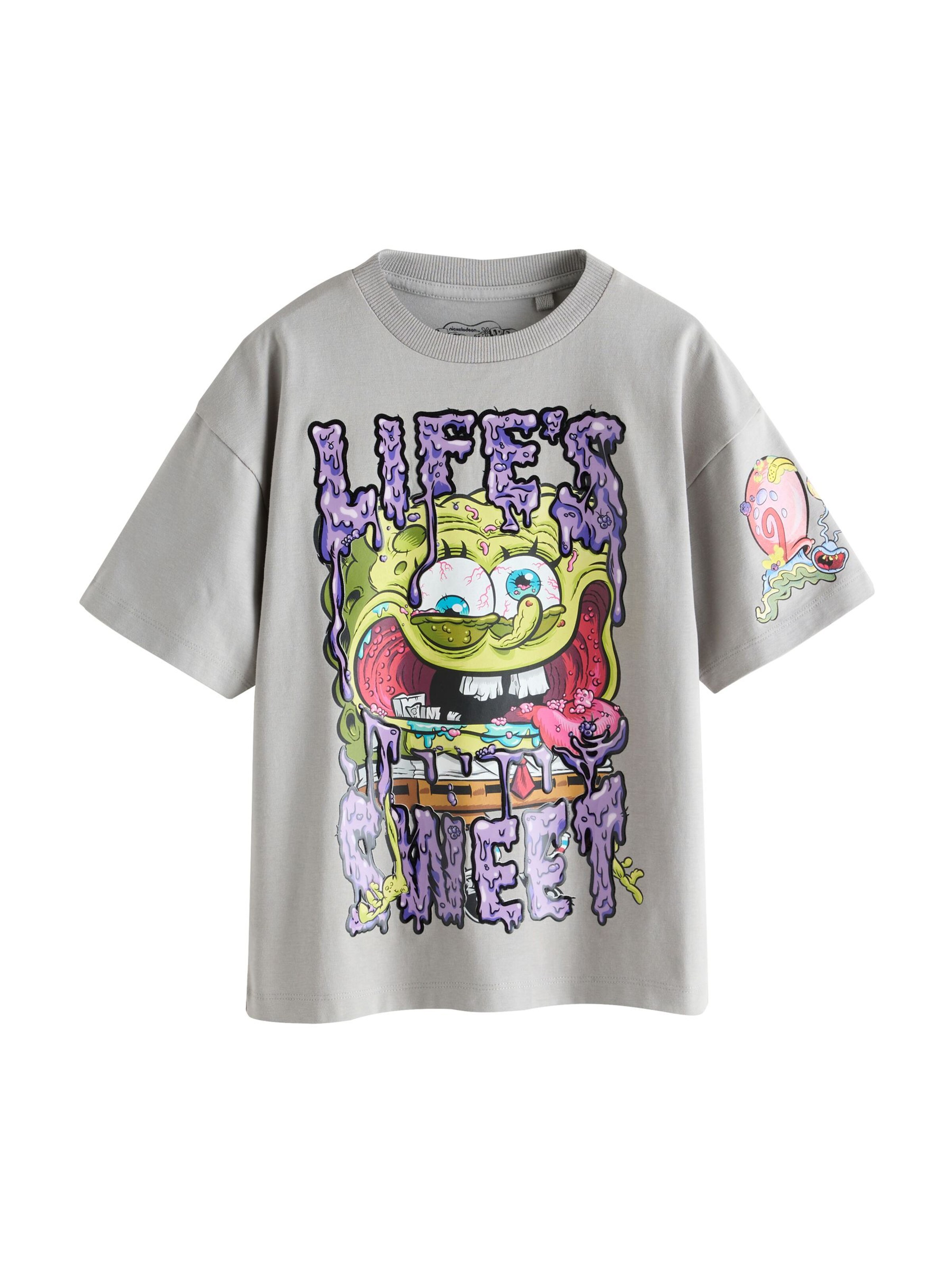 Next Shirt 'Spongebob' in Grijs: voorkant