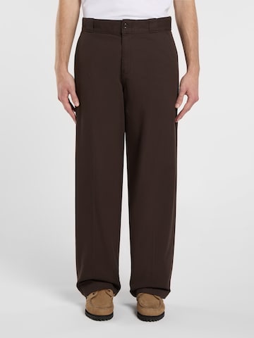 DICKIES Loosefit Lærredsbukser i brun: forside