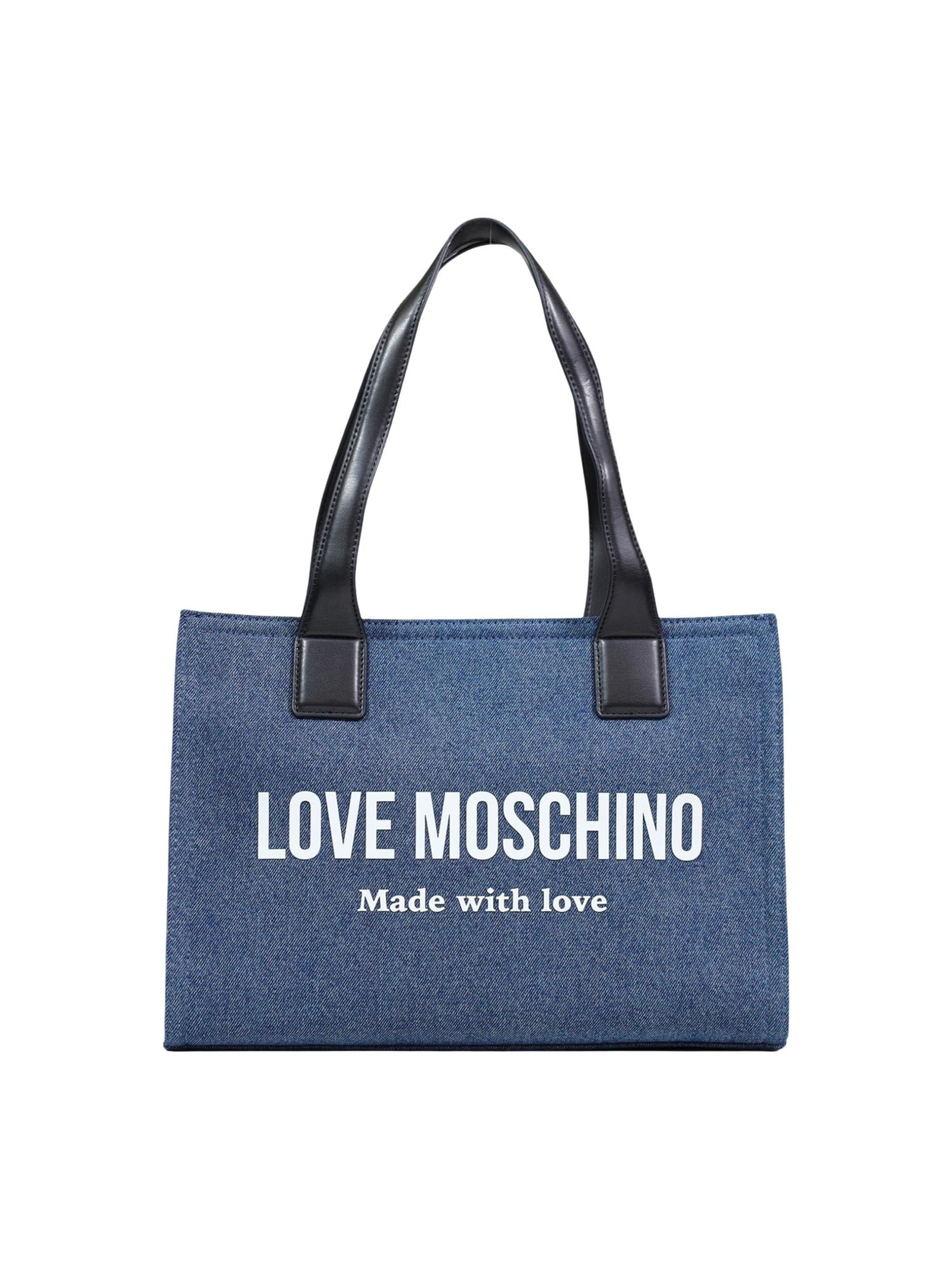 Borsa a spalla in One Size Love Moschino di colore blu denim, Visualizzazione prodotti