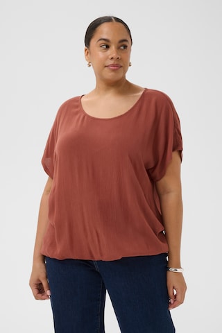 KAFFE CURVE Bluza | rjava barva: sprednja stran