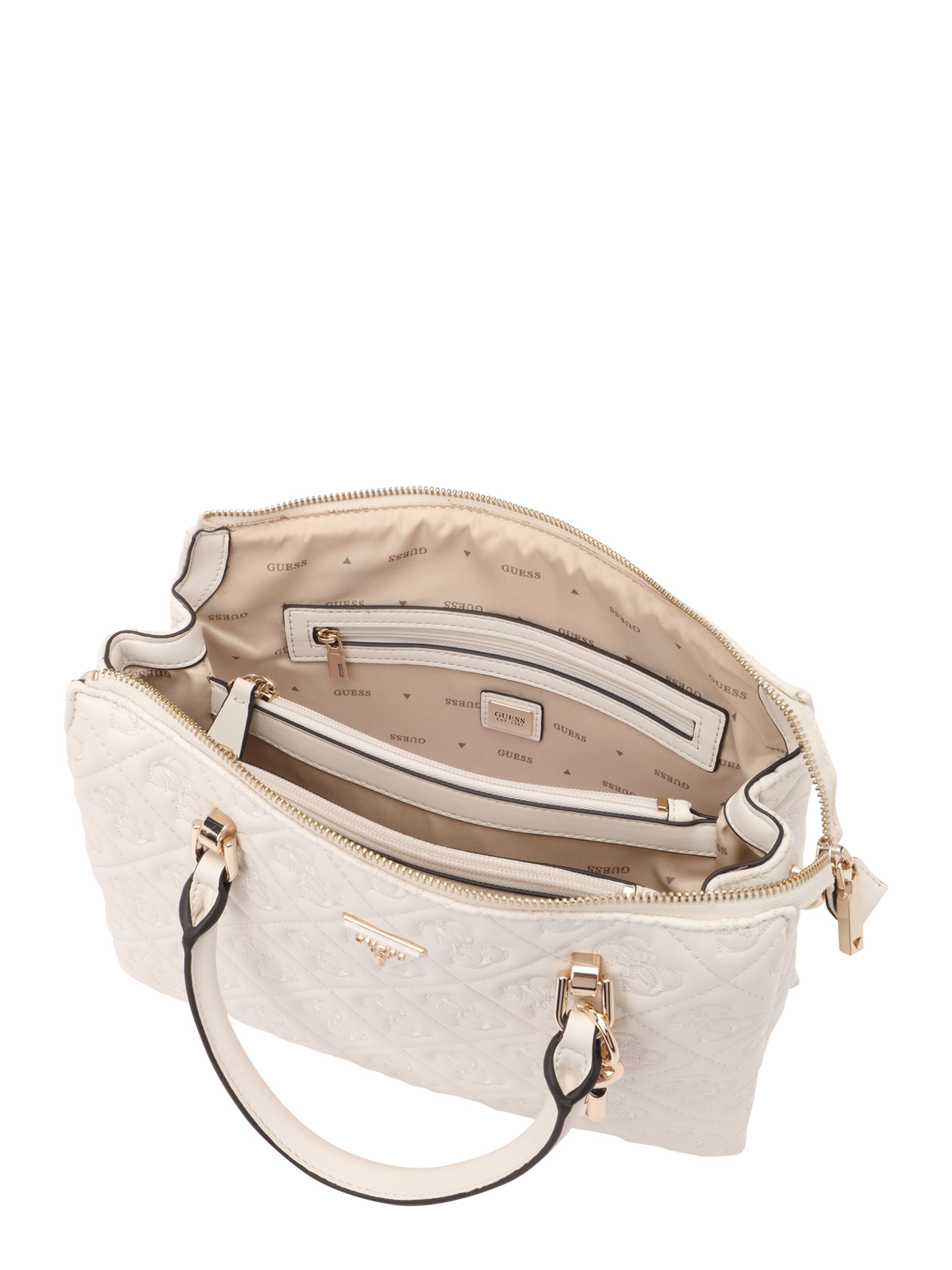 GUESS Handbag 'ADELASIA MULTI COMP SATCHEL' in White