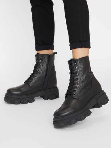 PS Poelman Lace-Up Ankle Boots in Black: front