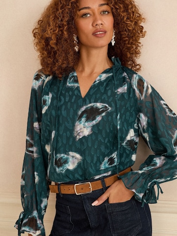 Chemisier love & roses en vert