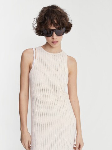 MANGO Knitted dress 'Sandy' in Beige: front