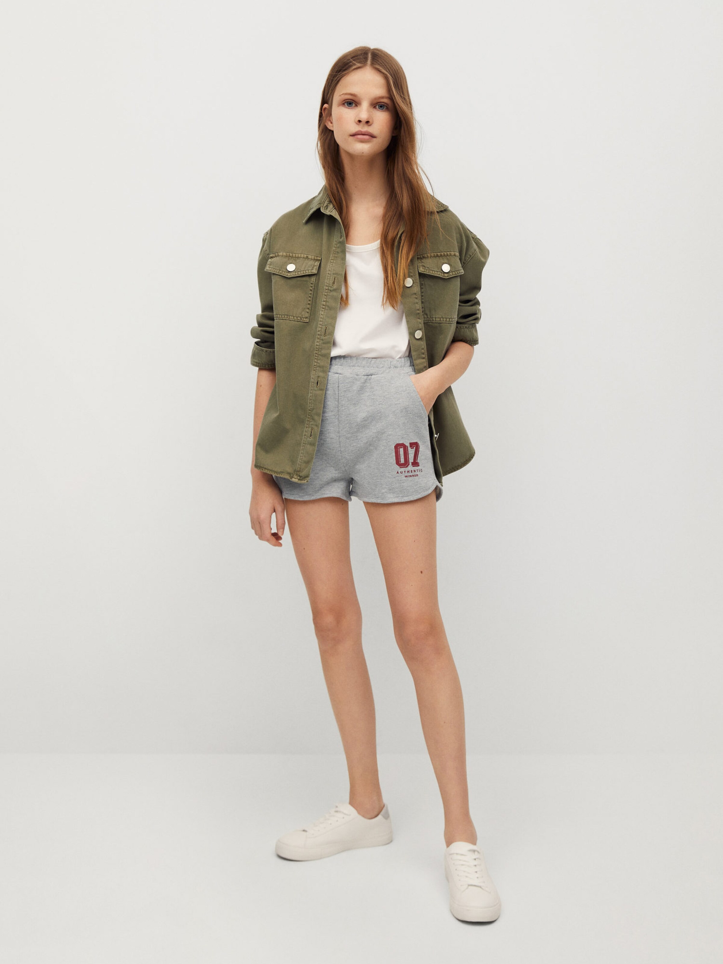 Kinder Kids (Gr. 92-140) MANGO TEEN Shorts in Graumeliert - FJ01256 Kinder Kids (Gr. 92-140) MANGO TEEN Shorts in Graumeliert - FJ01256