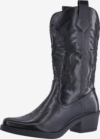 Bottes de cowboy Elara en noir : devant