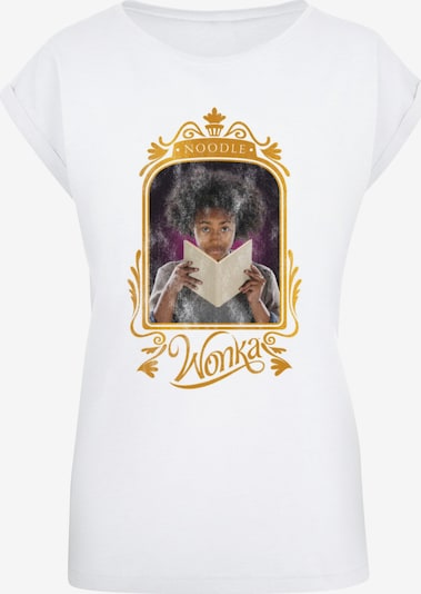 ABSOLUTE CULT T-shirt 'Wonka - Noodle Frame' en jaune d'or / gris / noir / blanc, Vue avec produit