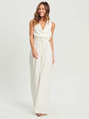 Tussah Jumpsuit 'CHARLI' in Wit: voorkant