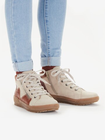 Rieker Lace-Up Ankle Boots in Beige