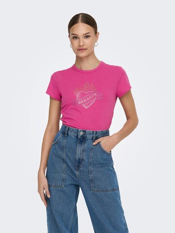 ONLY Тениска 'Clara' в розово: отпред