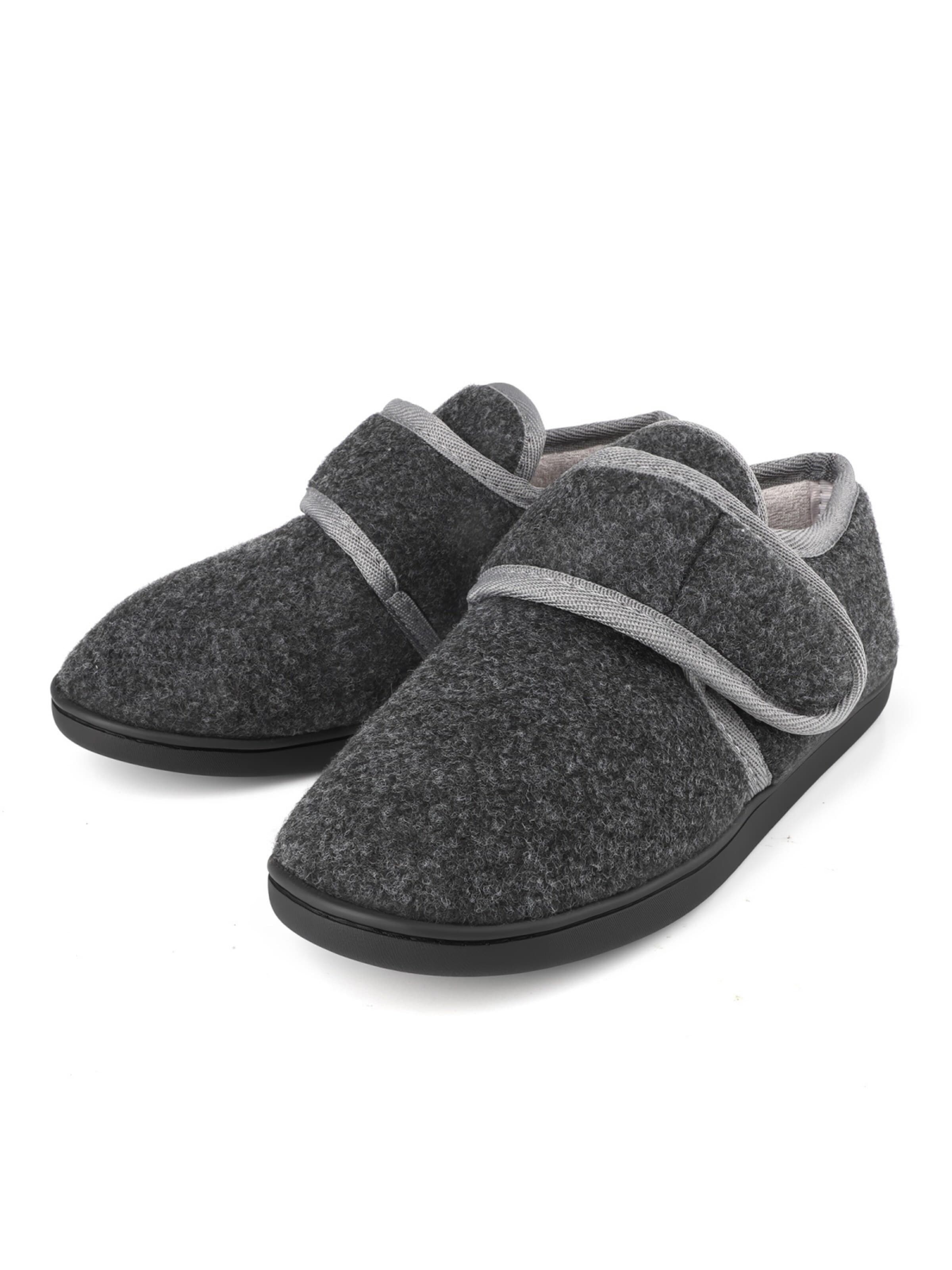 Tiestra Slippers 'TIESTRA  Slipper Boots Warm Felt Slippers Wide Fit Winter Cosy Fur House Shoes Non Slip for Indoor & Outdoor Women's Bootie Slippers' in Black: front