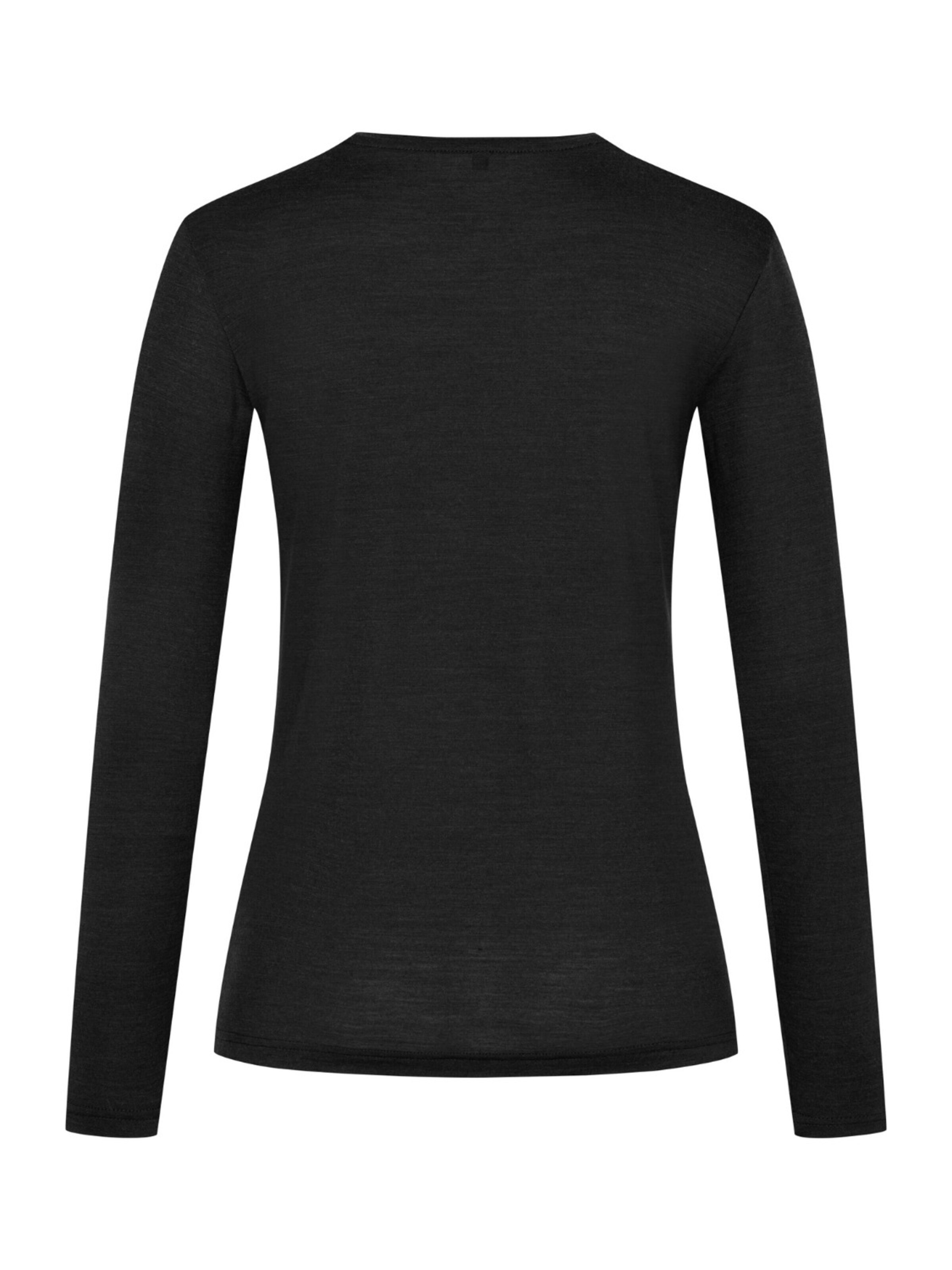 Alpenwert Shirt 'Longsleeve Damen Merino' in Black