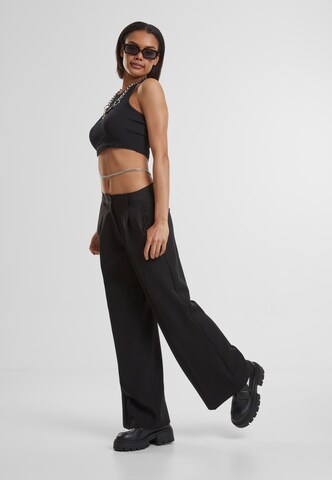 Urban Classics Wide leg Pleat-front trousers in Black
