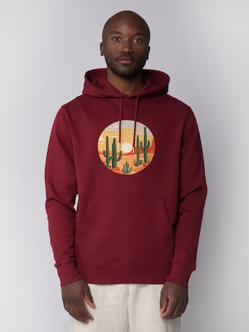 Watapparel Sweatshirt 'Sonnenuntergang in der Wüste' in Rood: voorkant