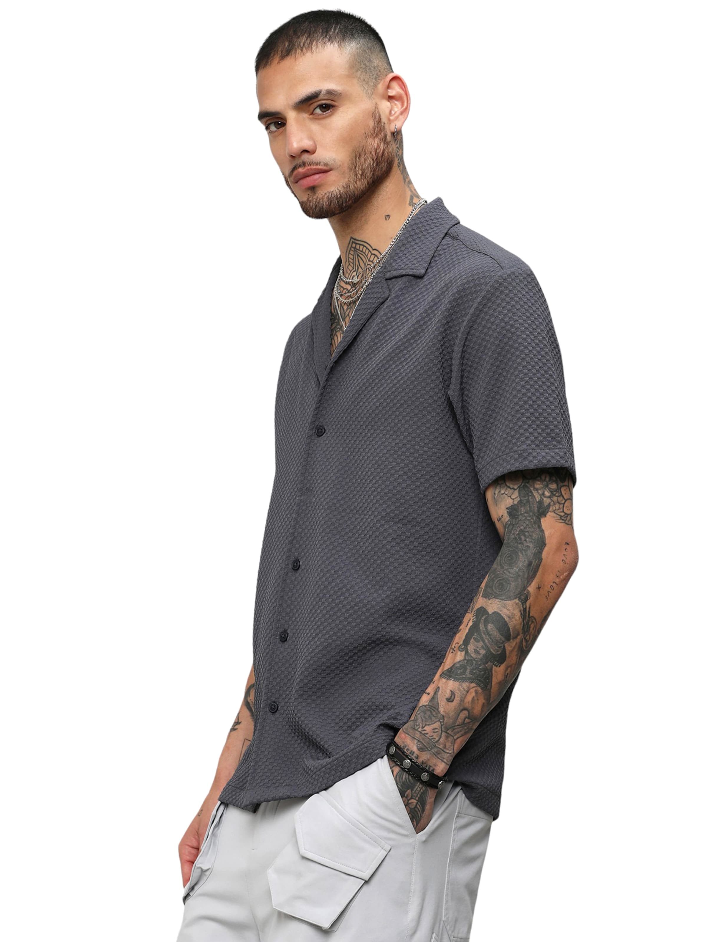 Campus Sutra Regular fit Πουκάμισο ' Kobe ' σε γκρι