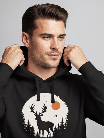 Neverless Sweatshirt 'Wald Hirsch'‌‌‌‌‌‌‌ in Schwarz
