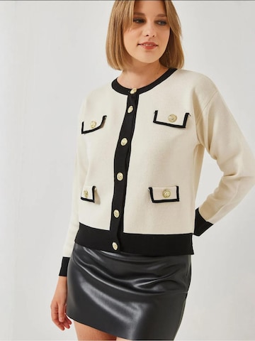 Bianco Lucci Gebreid vest in Beige: voorkant