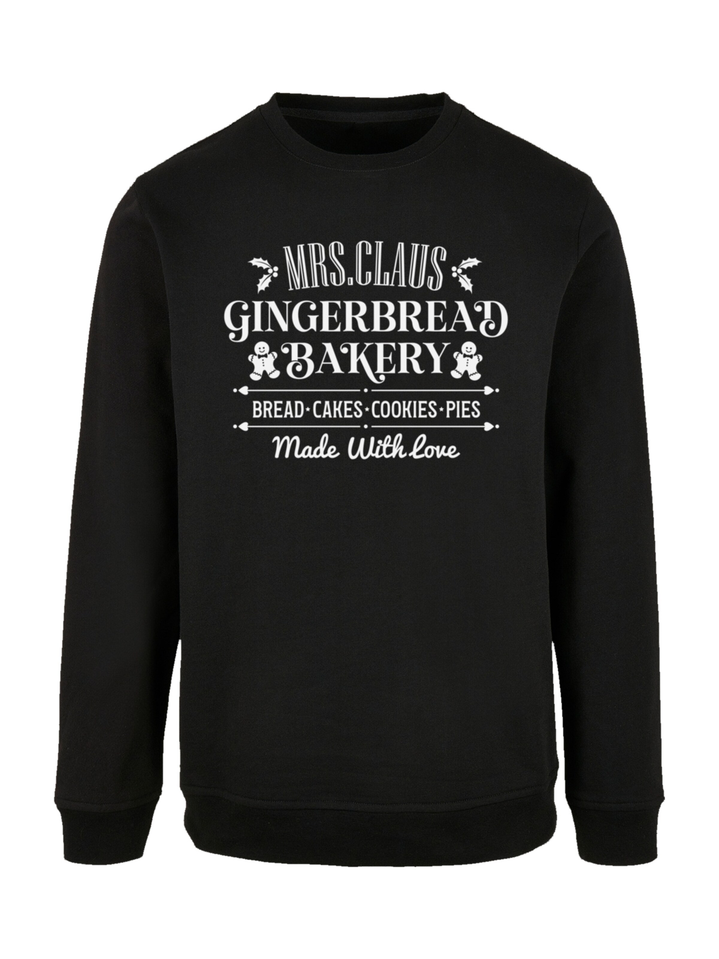 F4NT4STIC Sweatshirt 'Santas Gingerbread Bakery Retro Christmas' in Black: front