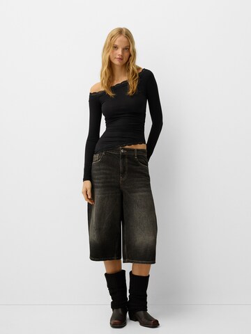 Bershka Majica | črna barva