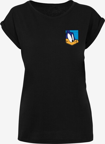 F4NT4STIC T-Shirt 'Looney Tunes Road Runner Face in Schwarz: predná strana
