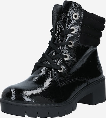 Rieker Lace-Up Ankle Boots in Black: front