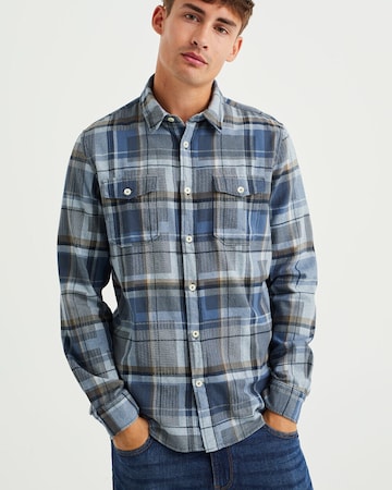 WE Fashion Regular fit Button Up Shirt in Blue: front