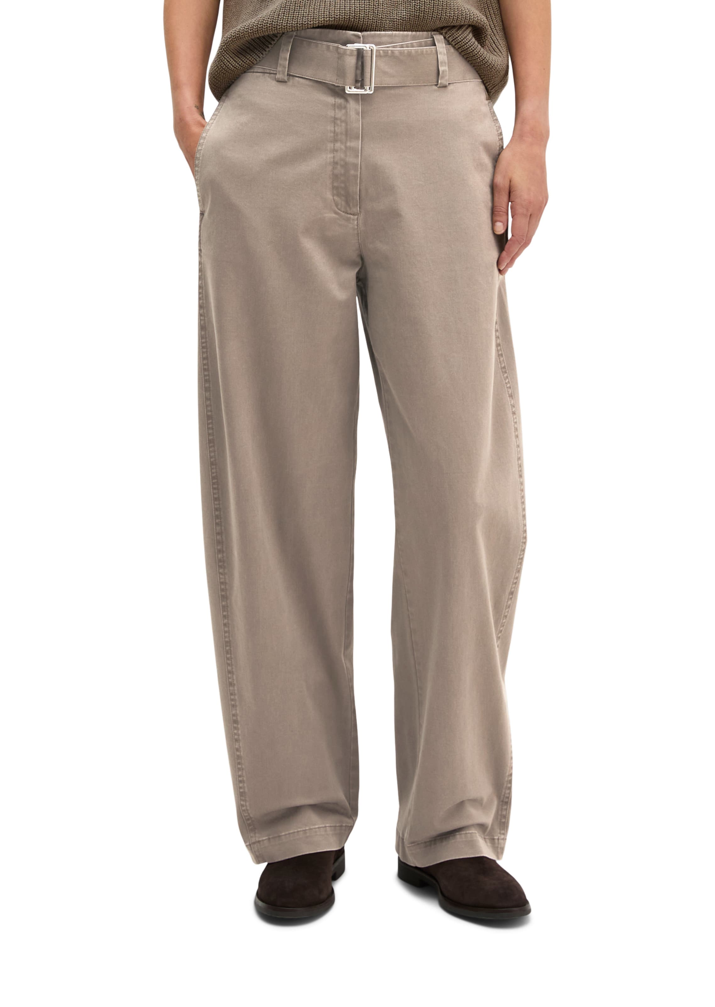 Marc O'Polo Loosefit Broek in Bruin: voorkant