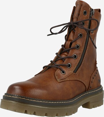 MUSTANG Lace-Up Ankle Boots in Brown: front