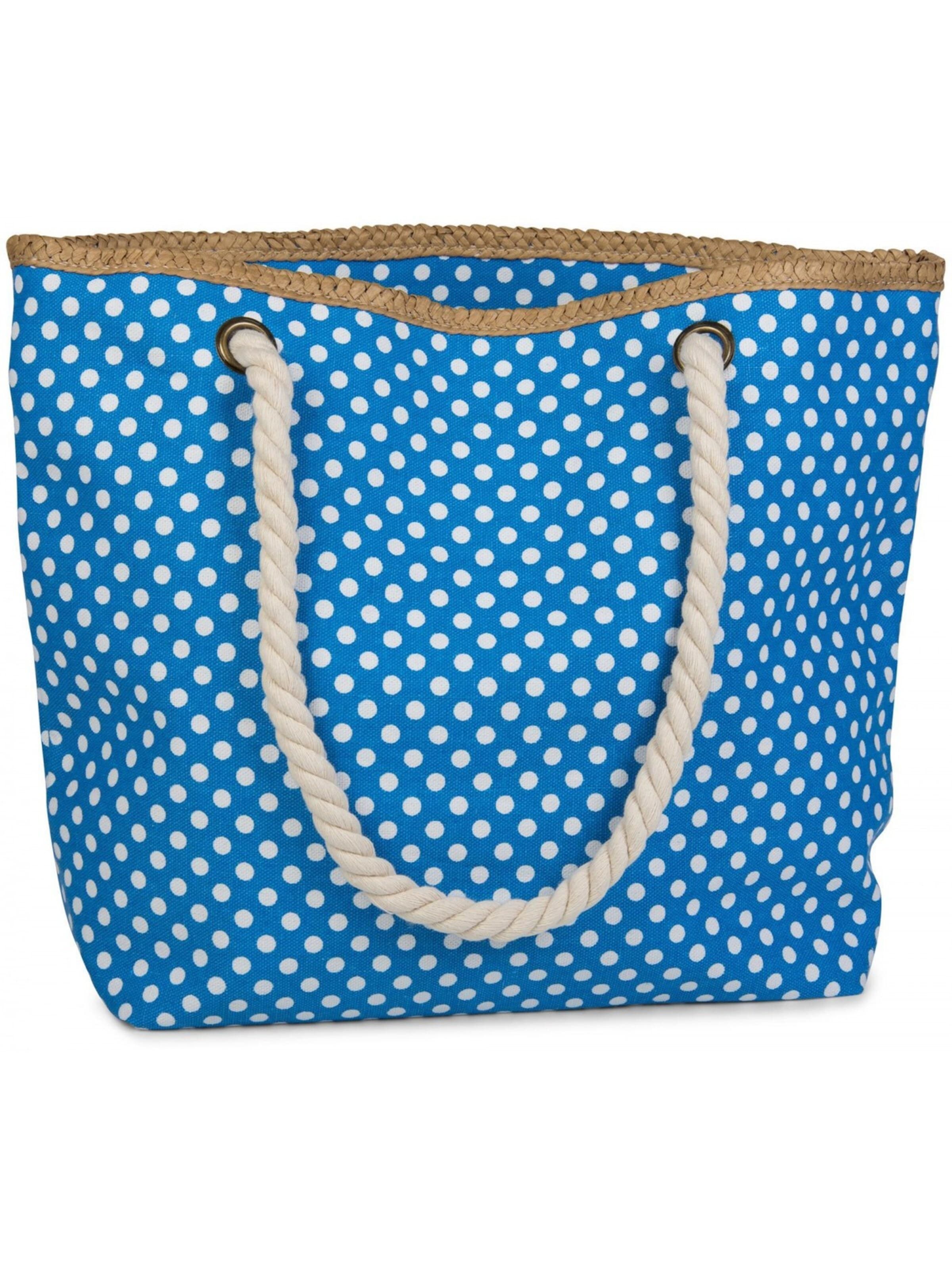 styleBREAKER Strandtasche 'Strandtasche mit Punkte Muster'‌‌‌‌ in Blau: Vorderseite