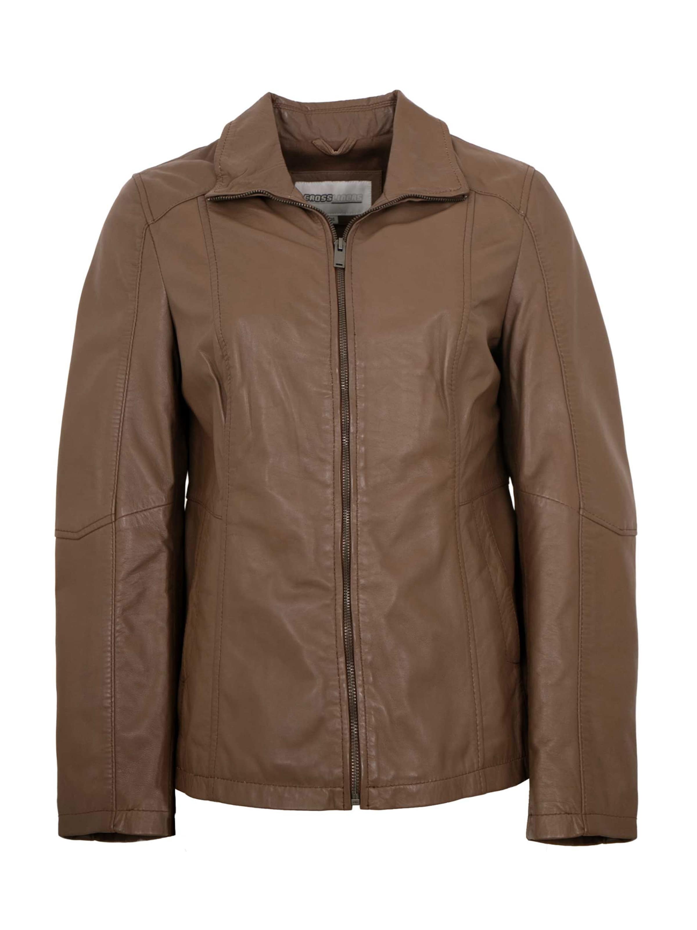 Lederjacken24 Between-Season Jacket 'Anea' in Brown: front