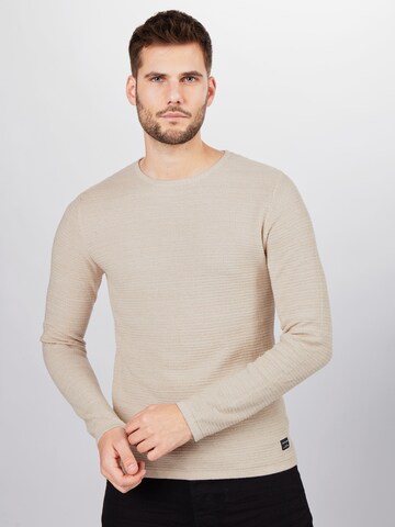 JACK & JONES Regular fit Sweater 'Theo' in Beige: front