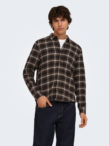 Only & Sons Regular fit Overhemd 'ONSGUDME' in Bruin: voorkant