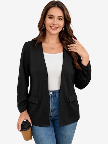KoJooin Marynarka 'Blazer in Übergröße für Damen, lässig, fürs Büro, langärmelig, mit Knopfleiste und Taschen' w kolorze czarny: przód