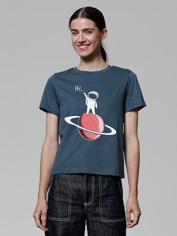 T-shirt ' Astronaut says Hi ' Watapparel en bleu : devant