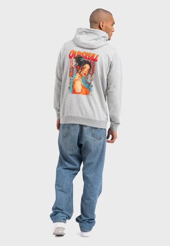Oldskull Hoodie 'Retro Pixel Lady Logo Graphic' in Grau