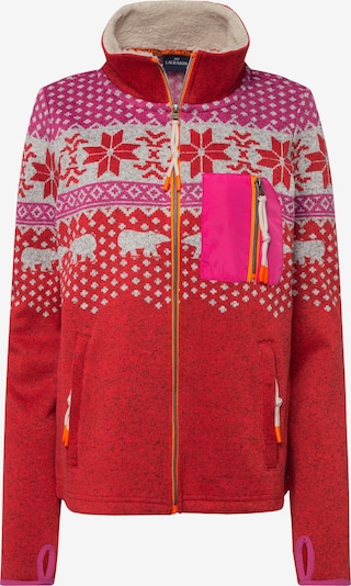 LAURASØN Fleecejacke in grau / pink / rot, Produktansicht