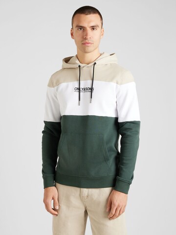 Only & Sons Sweatshirt 'BAS' in Groen: voorkant