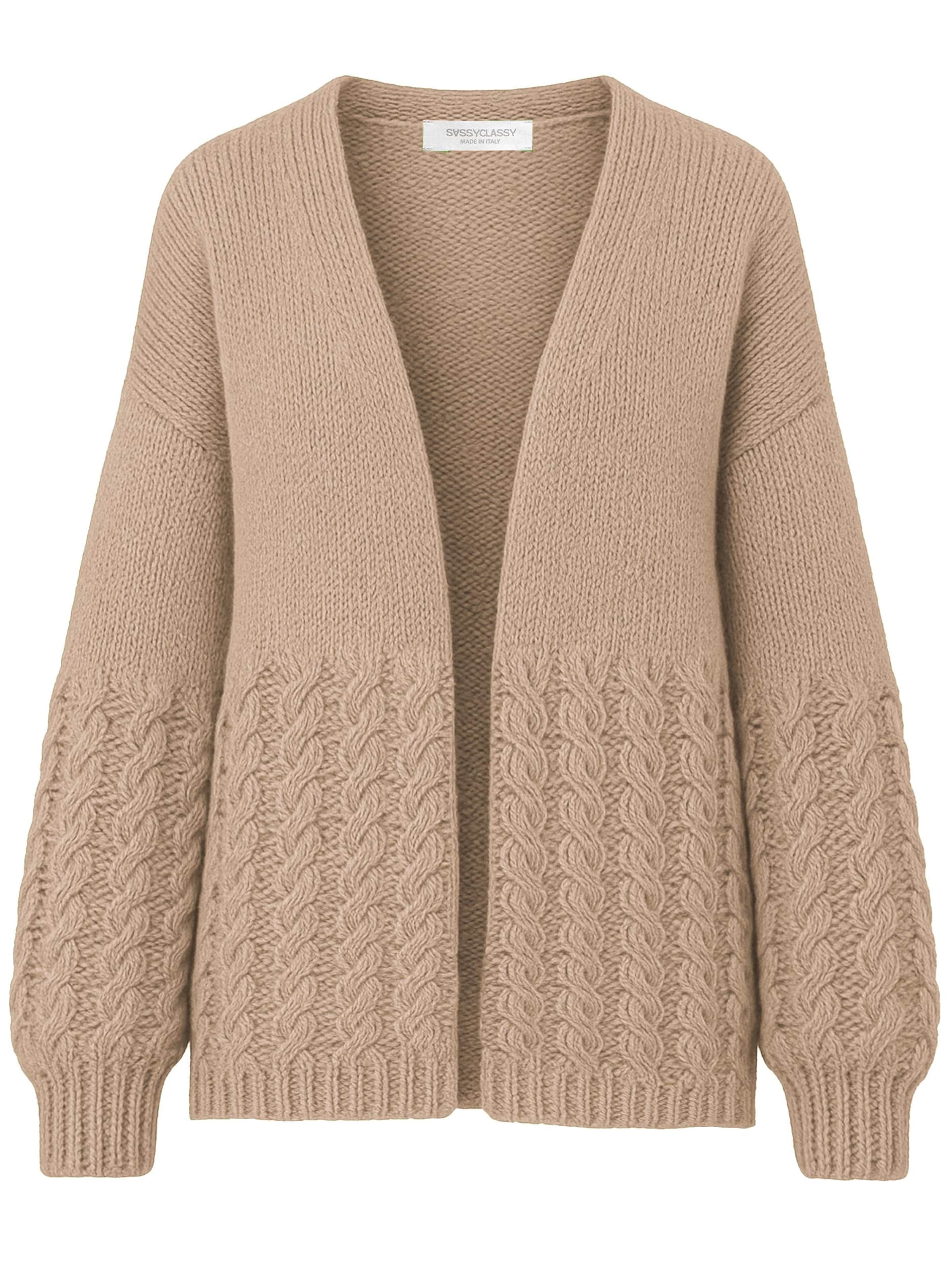 SASSYCLASSY Oversized Cardigan in Beige: front