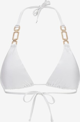 GUESS Triangle Bikini Top in White: front